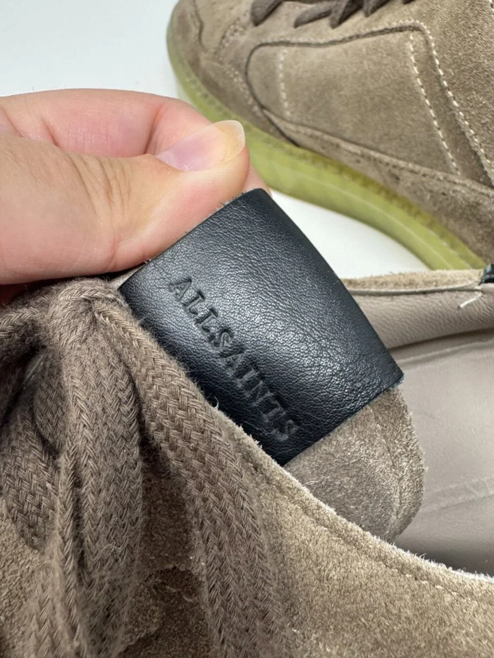 AllSaints Made in Portugal Suede Sneakers EU 40 Gray Taupe Gum Sole Casual Shoes